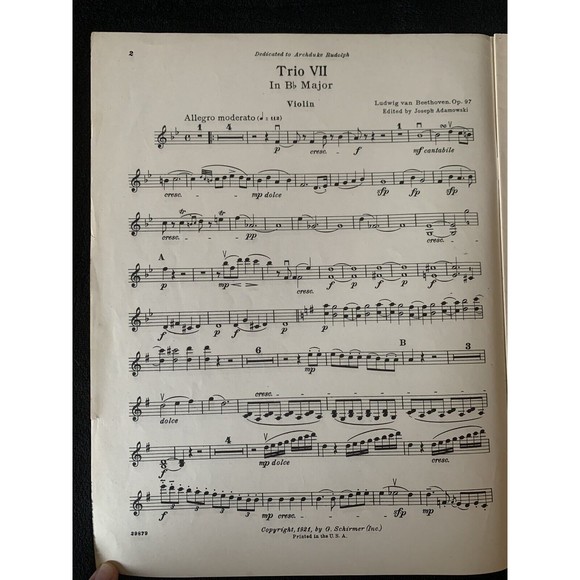 BEETHOVEN Trio Op. 97 in B flat for Piano, Violin, and Cello - Sheet Music - Picture 7 of 7